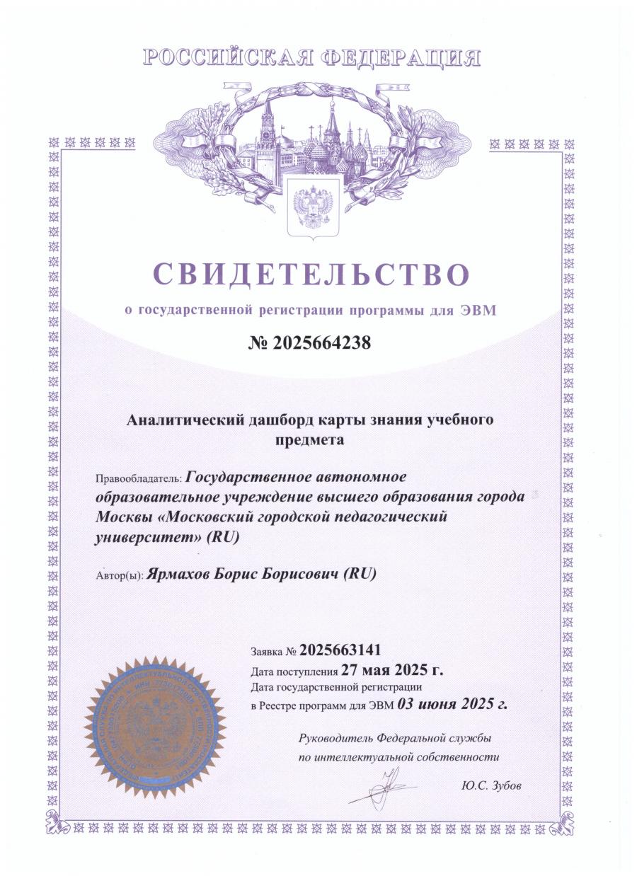 Аналитический дашборд карты знания учебного предмета
