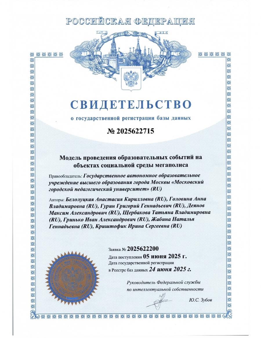Модель проведения образовательных событий на объектах социальной среды мегаполиса