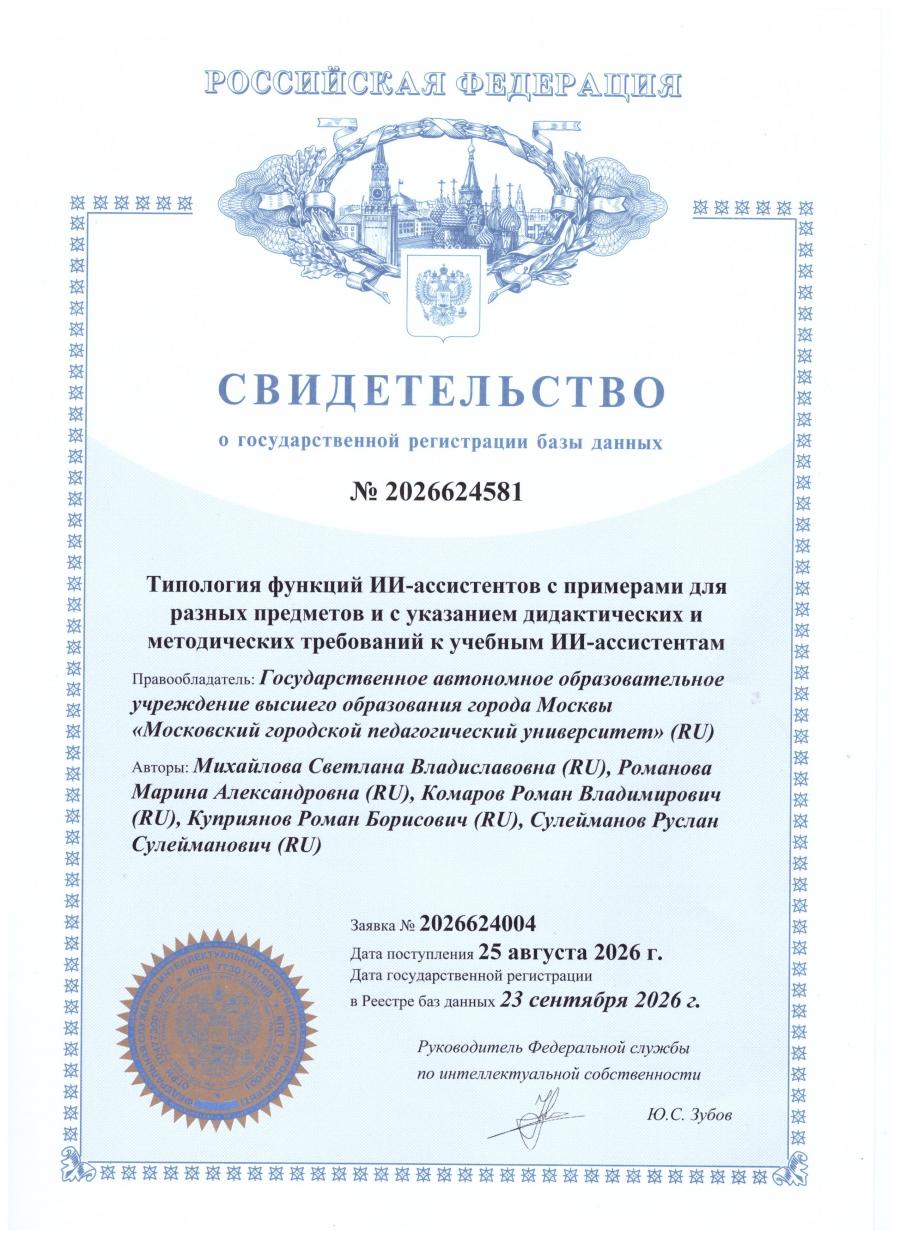 Типология функций ИИ-ассистентов с примерами для разных предметов и с указанием дидактических и методических требований к учебным ИИ-ассистентам